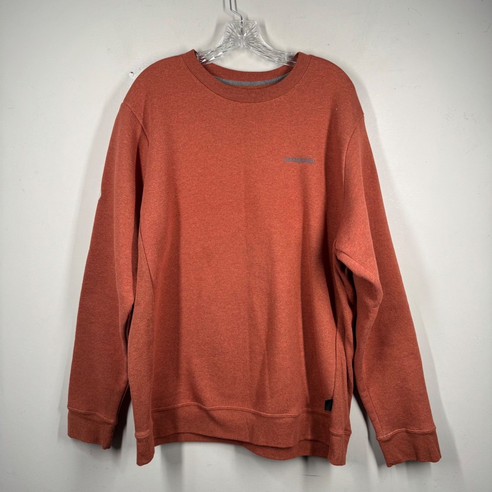 Patagonia Uprisal Crewneck Sweatshirt Rust Orange Fitz Roy Icon Mens Sz XL‎